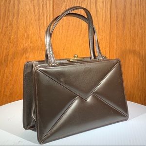 Vintage small box style purse brown party dinner